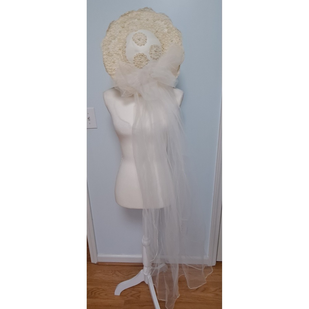 Vintage Original T&G Bridal Ivory  Veil Headpiece Wedding Hat Style T2282